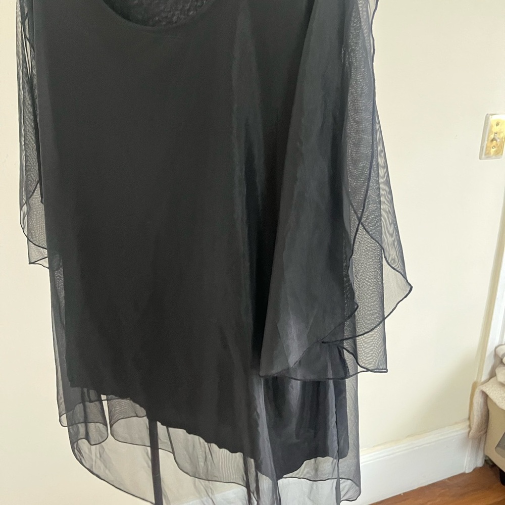 Sede Code Elegant Black Sheer mesh neutral fairy grunge Blouse 3X - Picture 4 of 7